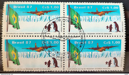 C 1544 Brazil Stamp Brazilian Air Force Antartida Airplane Bird Bird Penguin 1987 Block Of 4 CBC RJ 1 - Neufs