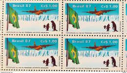 C 1544 Brazil Stamp Brazilian Air Force Antartida Airplane Bird Bird Penguin 1987 Block Of 4 - Ongebruikt