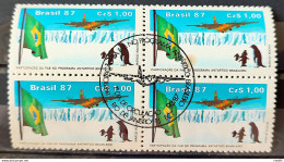 C 1544 Brazil Stamp Brazilian Air Force Antartida Airplane Bird Bird Penguin 1987 Block Of 4 CBC RJ Nao Mint - Neufs