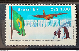 C 1544 Brazil Stamp Brazilian Air Force Antartida Airplane Bird Bird Penguin 1987 Circulated 1 - Gebraucht
