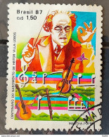 C 1543 Brazil Stamp 100 Years Heitor Villa Lobos Musical Instrument Violin 1987 Circulated 2 - Usados