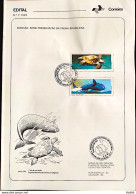 Brochure Brazil Edital 1987 07 Fauna Turtle Whale With Stamp CBC SC Florian贸polis - Cartas & Documentos