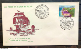 Brazil Envelope PVT FIL 017 1987 Recife Pernambuco Ship CBC PE 03 - FDC