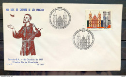 Brazil Envelope PVT FIL 015 1987 Convent Sao Francisco Church Religion CBC BA - FDC