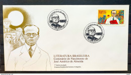 Brazil Envelope FDC 430 1987 JOSE AMERICO DE ALMEIDA LITERATURE CBC PB 01 - FDC