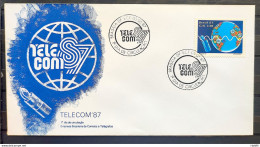 Brazil Envelope FDC 419 1987 Telecom Communication Map CBC BSB 2 - FDC