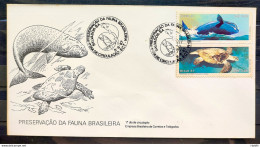 Brazil Envelope FDC 421 1987 Fauna Whale Turtle CBC BA 1 - FDC