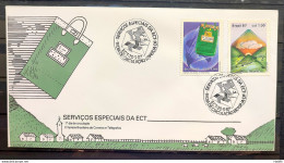 Brazil Envelope FDC 418 1987 FAB SERVICE POSTAL PASTAL CADE COMMUNICATION CBC BSB 1 - FDC