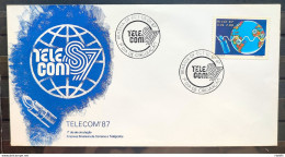 Brazil Envelope FDC 419 1987 Telecom Communication Map CBC BSB 1 - FDC