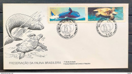 Brazil Envelope FDC 421 1987 CBC SC 2 Turtle Whale Fauna - FDC