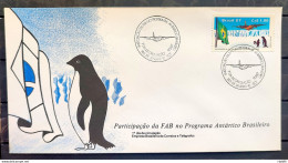 Brazil Envelope FDC 417 1987 FAB ANTARTICA ANTARTIDA FLAG AVAO PINGUIM CBC RJ 1 - FDC