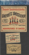 SVENSK TÄNDSTICKSFABRIK ( 4 GNOMES WITH A MATCH - DWARFS KABOUTERS DWERGEN) - OLD VINTAGE MATCHBOX LABELS MADE IN SWEDEN - Zündholzschachteletiketten