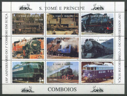 St Thomas Et Prince ** N° 1283 à 1291 En Feuillet - Locomotives - Sao Tome En Principe