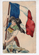 1432 - ILLUSTRATEUR - P L ? - Alsacienne Patriote Portant Le Drapeau Français *peinte à La Main ?* - Patriottiche