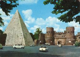 CARTOLINA AUTOMOBILI 1971 ITALIA ROMA PIRAMIDE DI CAIO CESTIO E PORTA S. PAOLO Italy Postcard ITALIEN Ansichtskarten - Andere Monumente & Gebäude