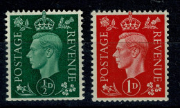 Ref 1644 - GB (1937 - 1942) KGVI Definitives - 1/2d & 1d MNH With Inverted Watermark - Ongebruikt
