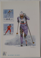 SKI DE FOND - LES SAISIES - Skieur - Jeux Olympiques - CP Reproduisant Aquarelle Christian Burdet - Sports D'hiver