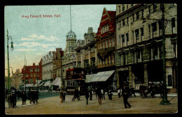 Ref 1644 - Early Postcard - Tram On King Edward Street Hull - Yorkshire - Hull