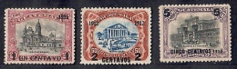 Guatemala 1912 Cathedral In Guatemala, Columbus Theater & Artillery Barracks Surcharged In Black 3V MH - Guatemala
