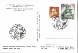 54927. Tarjeta INCA (Ballorca) Baleares 1988. DIJOUS BÓ Exposicion. Barco De Colon - Storia Postale