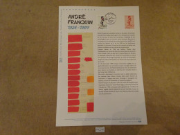 2024 DOCUMENT 1,29 EURO " ANDRÉ FRANQUIN 1924 - 1997 "  OBLITÉRATION 1ER JOUR 26.01.2024 - Documents Of Postal Services