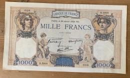 FRANCE Billet 1000 Francs Cérès Et Mercure 26-1-1939 - 1 000 F 1927-1940 ''Cérès E Mercure''