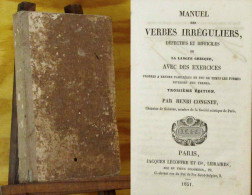 CONGNET Henri - MANUEL DES VERBES IRREGULIERS, DEFECTIFS ET DIFFICILES DE LA LANGUE G - 1801-1900