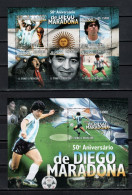 Sao Tome E Principe (St. Thomas & Prince) 2010 Football Soccer, Diego Maradona Sheetlet + S/s MNH - Nuovi