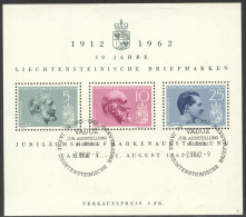 Liechtenstein, 1962, Vaduz Philatelic Exhibition, Kings, Royal, Nr 3, FD Cancelled, Full Gum, Michel Block 6 - Blocchi & Fogli