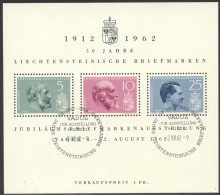 Liechtenstein, 1962, Vaduz Philatelic Exhibition, Kings, Royal, Nr 1, FD Cancelled, Full Gum, Michel Block 6 - Blocs & Feuillets