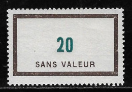 TIMBRES FICTIFS EMISSION DE 1954 N° F110 20 BRUN FONCE ET TURQUOISE NEUF * TRES RARE TB COTE 2,40 € - Phantom