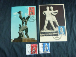 1974 1714-1715 FDC  Brussel/Bruxelles MK-MC& Timbres MNH Met 1édag Stempel  "EUROPA 1974 Sculptures/Beeldhouwkunst" - 1971-1980