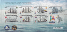 2014 Ecuador Velas **BANG Lower Left Stamps Fine **Tall Ships Sailing Flags  Miniature Sheet Of 7 + Tab MNH - Ecuador