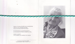 Alice Nuytinck-Scheir, Bassevelde 1898, Eeklo 1999. Honderdjarige. Foto - Overlijden