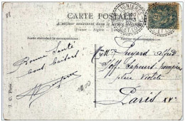 Cachet Perlé Facteur Boitier "Lignières Indre Et Loire 1907" Blanc Superbe Cp Fantaisie-paiement Par MANGOPAY Uniquement - Matasellos Manuales