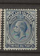 1921 MH Falkland Islands Mi 42 Wmk Script CA - Falkland Islands