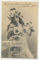 Carte Fantaisie Femmes Fleurs - Souvenir.... - Phototypie BERGERET - Bergeret