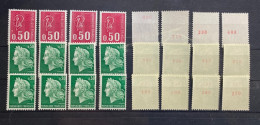 France 1967/1971 - YT 1536Ab Et 1664 4 Ex De Chaque Neufs** Numérotation Rouge Au Verso - 1967-1970 Marianne (Cheffer)