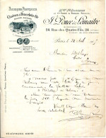 FACTURE.PARIS.FABRIQUE DE CHAÎNES & BRACELETS OR.COLLIERS-SAUTOIRS.J.PONCE & LEMAÎTRE USINE A VAPEUR 24 RUE DES 4 FILS. - Otros & Sin Clasificación