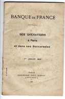 BANQUE DE France . Ses Opérations à Paris Et Des Ses Succursales . JANVIER 1901 - Contabilidad/Gestión