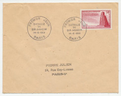 Cover / Postmark France 1952 Battle Of Bir Hakeim WWII - Guerre Mondiale (Seconde)