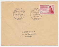 Cover / Postmark France 1952 Battle Of Bir Hakeim WWII - WW2