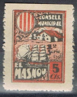 Sello Viñeta Fiscal Municipal , MASNOU (Barcelona) 5 Cts, Consell Municipal * - Revenue Stamps