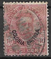 ERITREA - 1893 - RE UMBERTO - CENT. 10 - USATO (YVERT 4 - MICHEL 4 - SS 4) - Erythrée