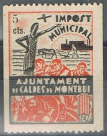 Sello Viñeta Fiscal Municipal , CALDAS De MONTBUI (Barcelona) 5 Cts, Impost Municipal * - Revenue Stamps
