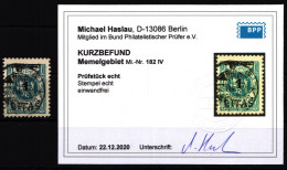 Memel 182 IV Gestempelt Mit Kurzbefund BPP #KS821 - Memel (Klaipeda) 1923