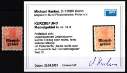 Memel 14 III Mit Falz Mit Kurzbefund BPP #KS919 - Memel (Klaïpeda) 1923