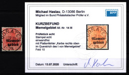 Memel 14 III Gestempelt Mit Kurzbefund BPP #KS920 - Memel (Klaïpeda) 1923