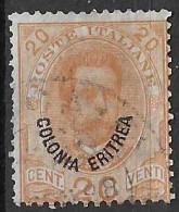 ERITREA - 1893 - RE UMBERTO - C. 20 - USATO (YVERT 2 - MICHEL 5 - SS 5) - Eritrea