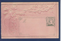 CPA Art Nouveau Gaufrée Femme Woman Non Circulée Carte Lettre 2 Volets - Donne